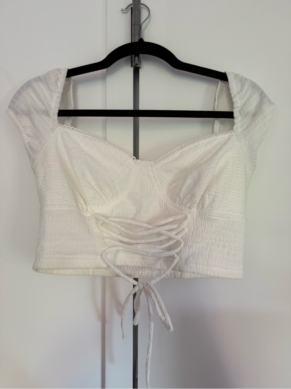 Princess Polly White Lace-Up Cropped Top